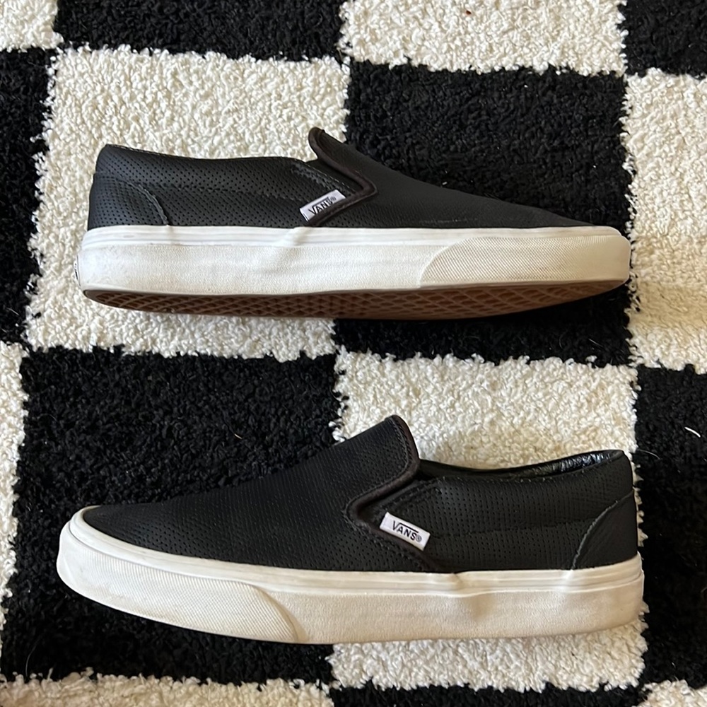 Black Leather Slip-on Vans